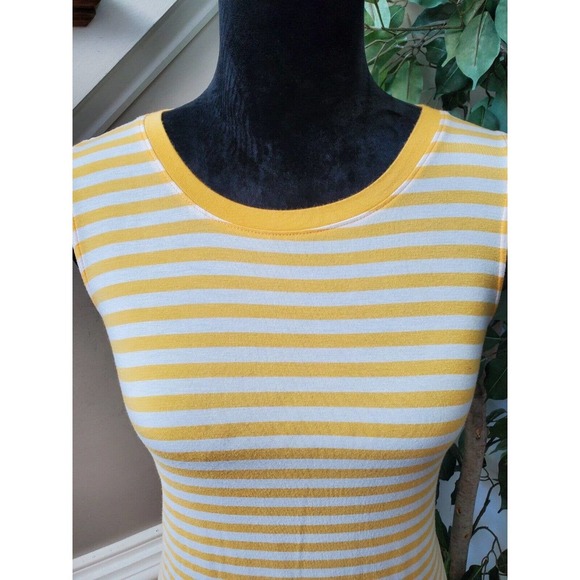 Time And Tru Yellow White Striped Round Neck Sleeveless Knee Length Dress XL - Picture 5 of 13
